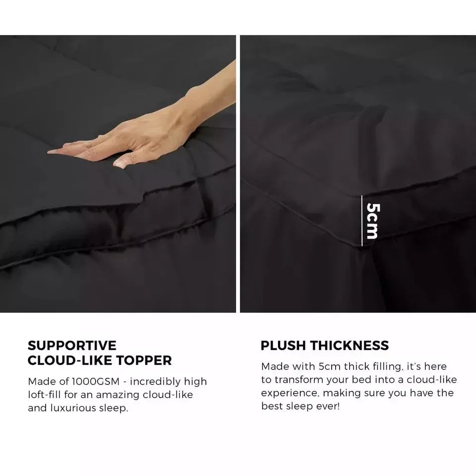 5CM Bedding Luxury Pillowtop Mattress Topper Mat Pad Antibacterial and dust mite-resistant Queen:153*203cm - Mekamart Australia