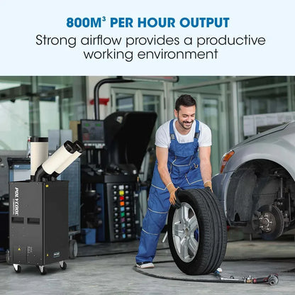 POLYCOOL 4.5kW Portable Industrial Spot Cooler, with Twin Cooling Ducts, 15A Plug - Mekamart Australia