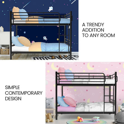 Kingston Slumber 2in1 King Single Metal Bunk Bed Frame, with Modular Design, Dark Matte Grey - Mekamart Australia