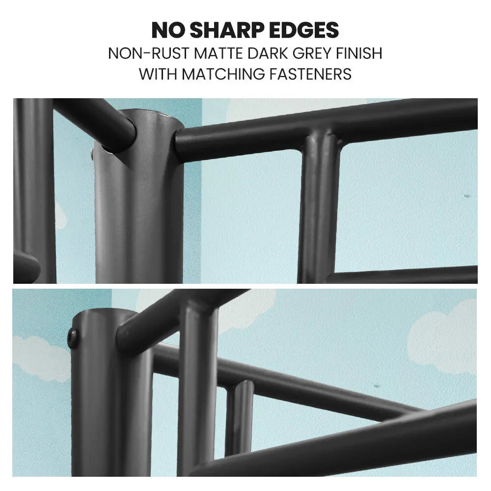 Kingston Slumber 2in1 King Single Metal Bunk Bed Frame, with Modular Design, Dark Matte Grey - Mekamart Australia