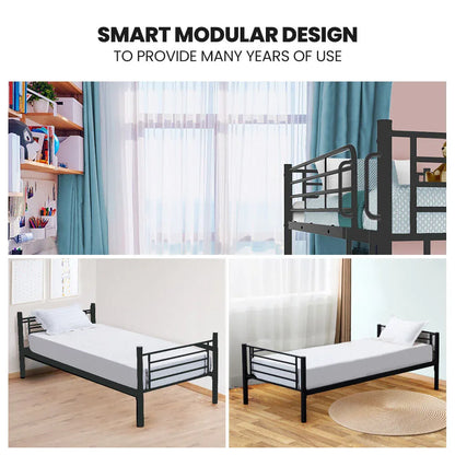 Kingston Slumber 2in1 King Single Metal Bunk Bed Frame, with Modular Design, Dark Matte Grey - Mekamart Australia