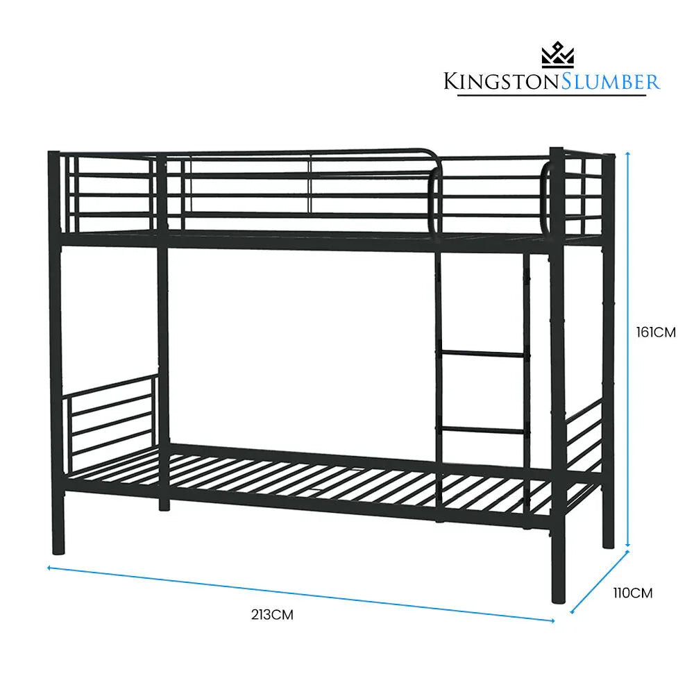 Kingston Slumber 2in1 King Single Metal Bunk Bed Frame, with Modular Design, Dark Matte Grey - Mekamart Australia
