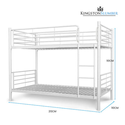 KINGSTON SLUMBER 2in1 King Single Metal Bunk Bed Frame, with Modular Design, Matte White