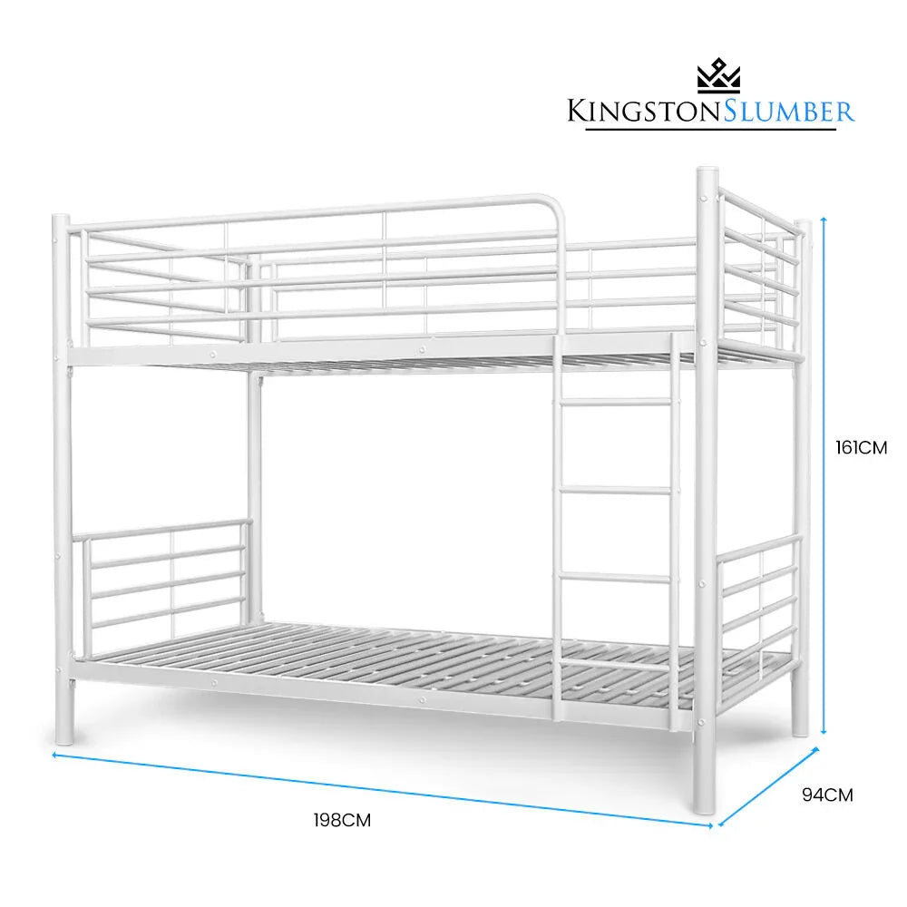 KINGSTON SLUMBER 2in1 Single Metal Bunk Bed Frame, with Modular Design, Matte White