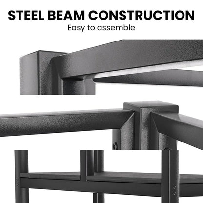 Gaming Loft Bed with Desk and Storage Cabinet, Steel Metal Frame, Space Saving Design, for Single Mattress, Matte Dark Grey