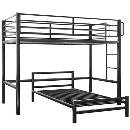 KINGSTON SLUMBER Single Loft Bed And Single Underbed, Multifunctional, Space Saving with Fixed Ladder, Matte Dark Grey