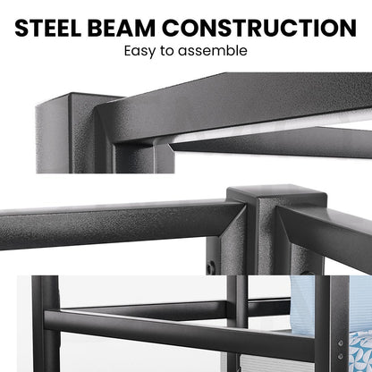 KINGSTON SLUMBER Single Loft Bed And Single Underbed, Multifunctional, Space Saving with Fixed Ladder, Matte Dark Grey