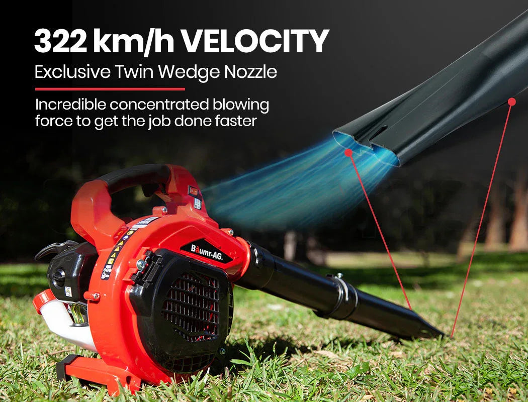 BAUMR-AG Cordless Leaf Blower Vacuum Petrol Hand Garden Lawn Held Vac 2-Stroke - Mekamart Australia