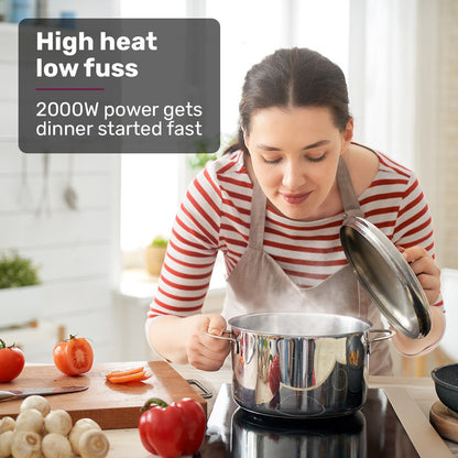 EUROCHEF Induction Cooktop, 2000W, 9 Heat Levels, Fast Electric Portable Cooker, Touch Controls with Slider