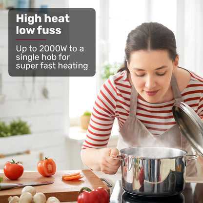 EUROCHEF Double Induction Cooktop, 9 Heat Levels, Fast Electric Portable Cooker, Touch Controls, Standard 10A Power Plug