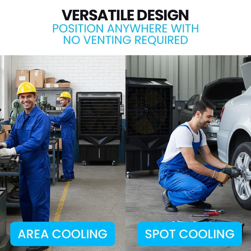 POLYCOOL 130L 750W Evaporative Air Cooler, Commercial Industrial Grade, Remote Control, Purifier, Fan - Mekamart Australia