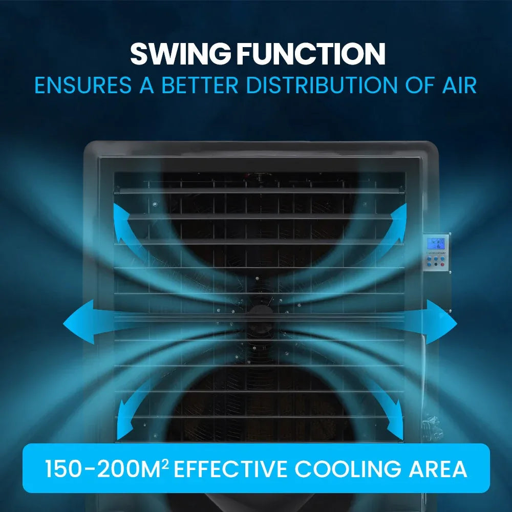 POLYCOOL 130L 750W Evaporative Air Cooler, Commercial Industrial Grade, Remote Control, Purifier, Fan - Mekamart Australia