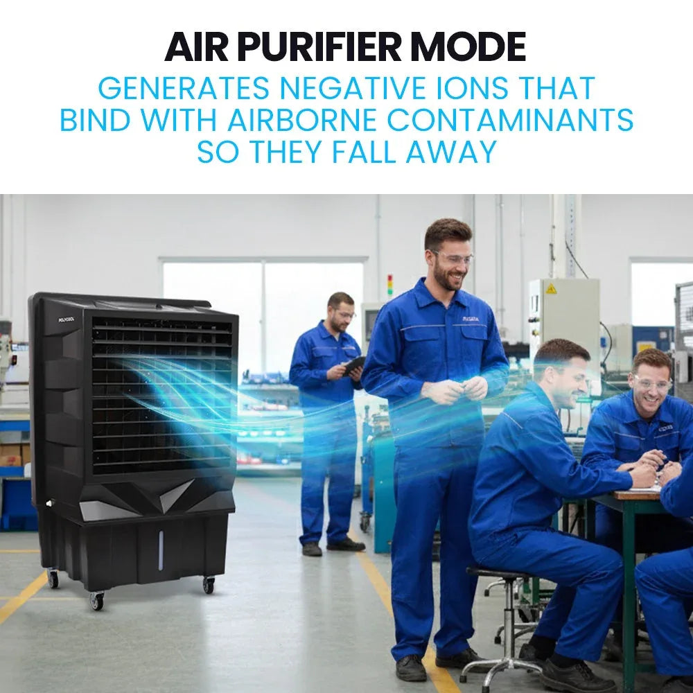 POLYCOOL 130L 750W Evaporative Air Cooler, Commercial Industrial Grade, Remote Control, Purifier, Fan - Mekamart Australia