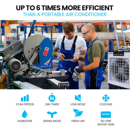 POLYCOOL 30L Evaporative Air Cooler Portable Industrial Fan, Purifier, Humidifier, Remote Control