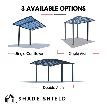 SHADE SHIELD Single Cantilever Carport 3.0m x 5.5m x 3.5m, Aluminium Alloy Frame, Polycarbonate Roof, Shelter for Car or Outdoor Living - Mekamart Australia