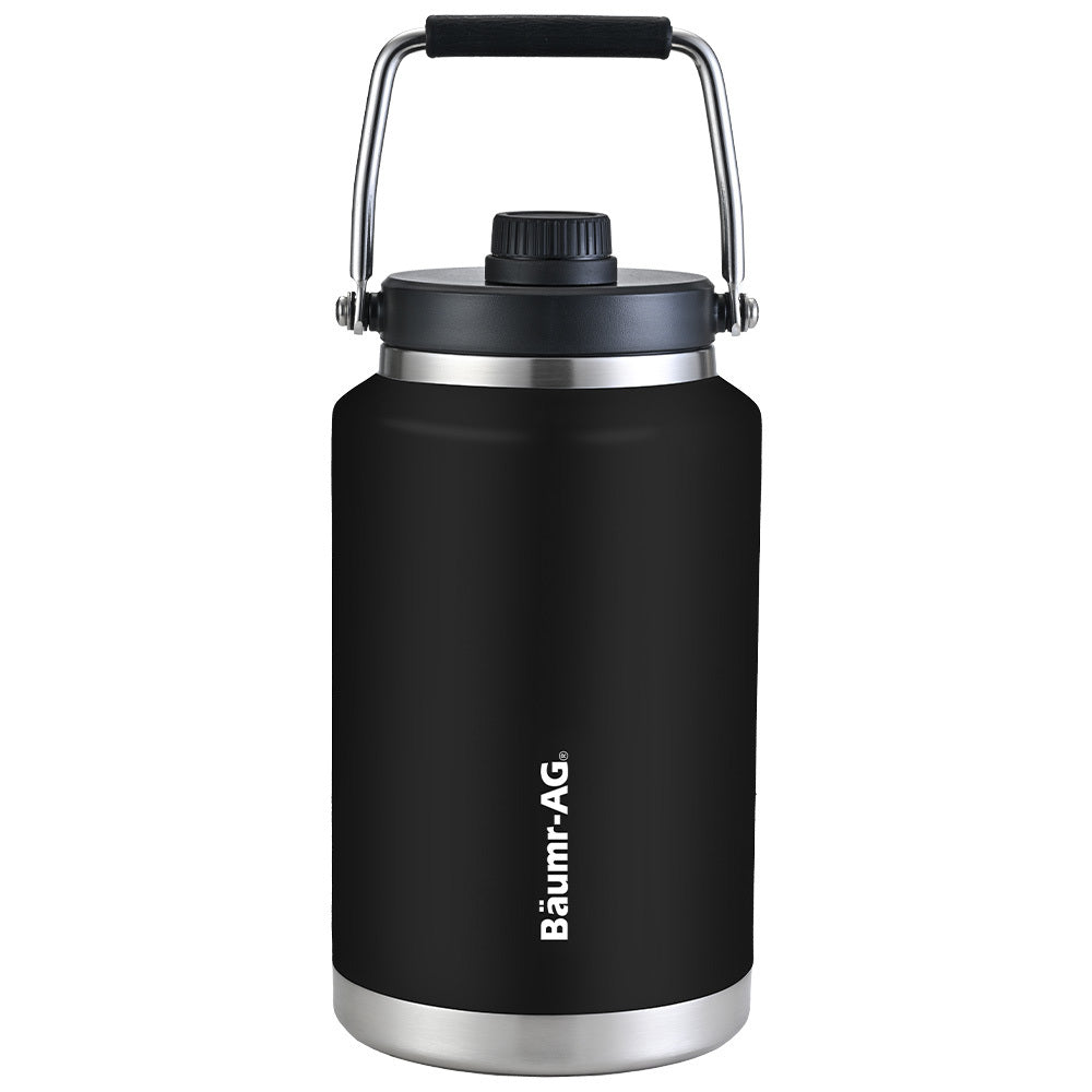 BAUMR-AG 3.8L Double Wall Insulated Stainless Steel Water Bottle, Drink Jug with Handle, Black