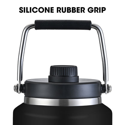 BAUMR-AG 3.8L Double Wall Insulated Stainless Steel Water Bottle, Drink Jug with Handle, Black