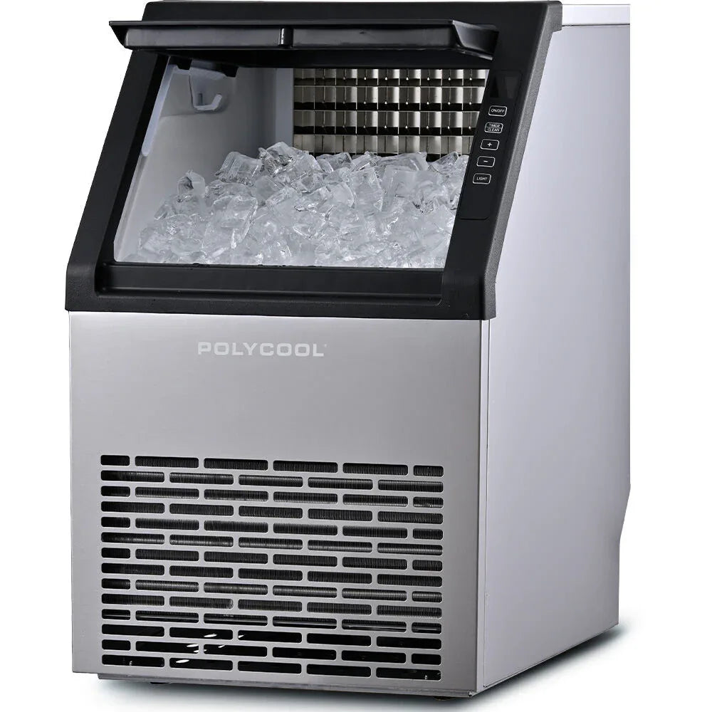 POLYCOOL Commercial Ice Maker Machine, up to 45kg/24hr, Timer & Self Cleaning Programs - Mekamart Australia