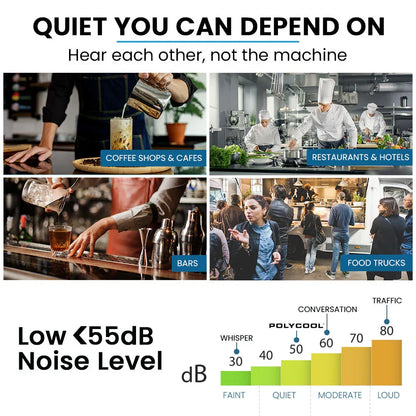 POLYCOOL Commercial Ice Maker Machine, up to 45kg/24hr, Timer & Self Cleaning Programs - Mekamart Australia