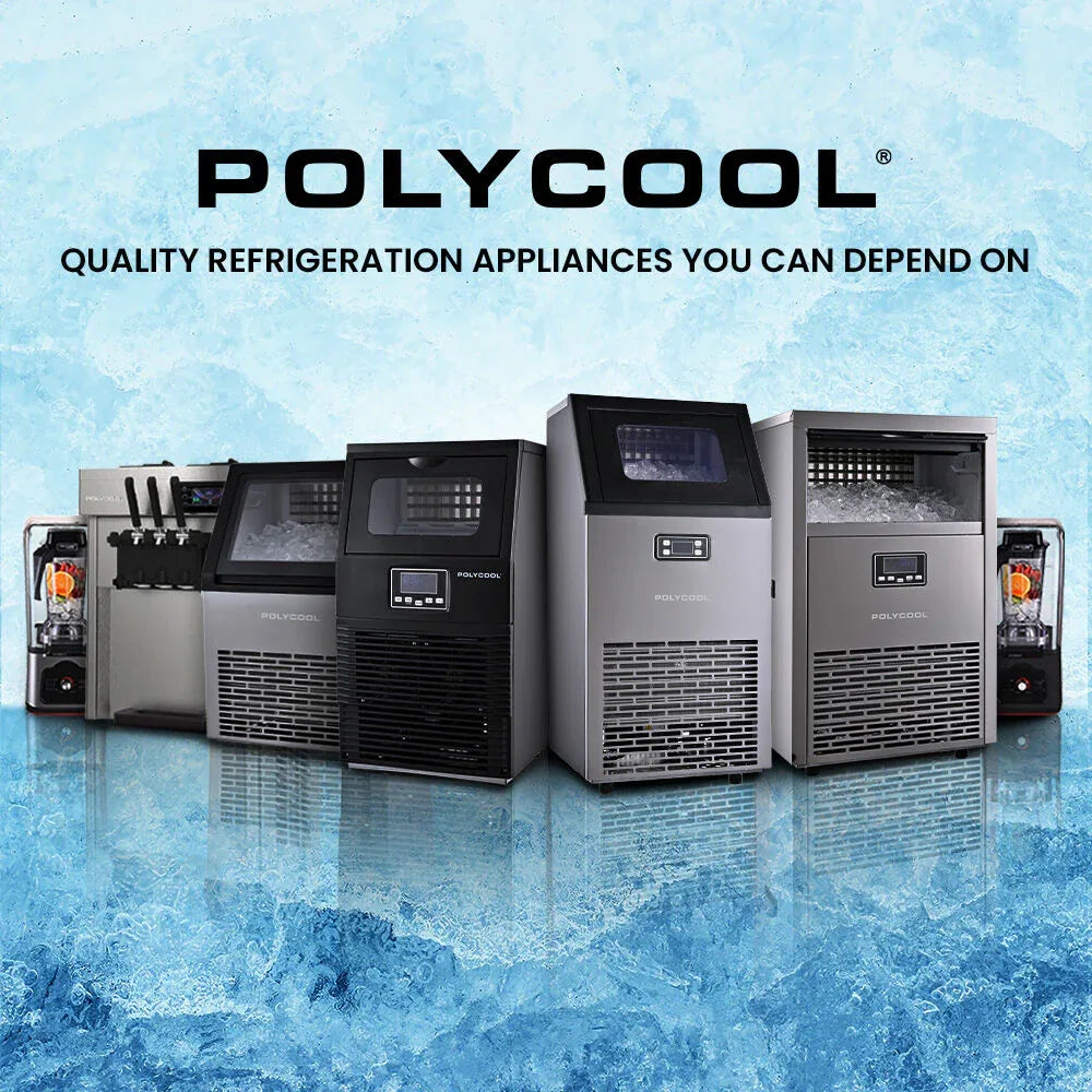 POLYCOOL Commercial Ice Maker Machine, up to 45kg/24hr, Timer & Self Cleaning Programs - Mekamart Australia