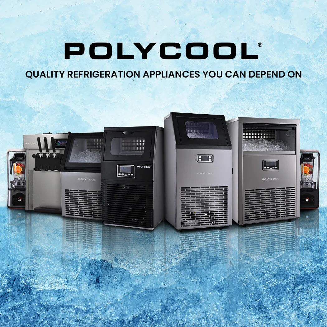 POLYCOOL Commercial Ice Maker Machine, up to 60kg/24hr, Timer & Self Cleaning Programs - Mekamart Australia