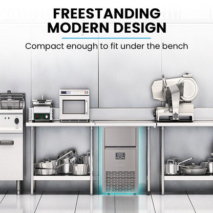 POLYCOOL Commercial Ice Maker Machine, up to 75kg/24hr, Timer & Self Cleaning Programs