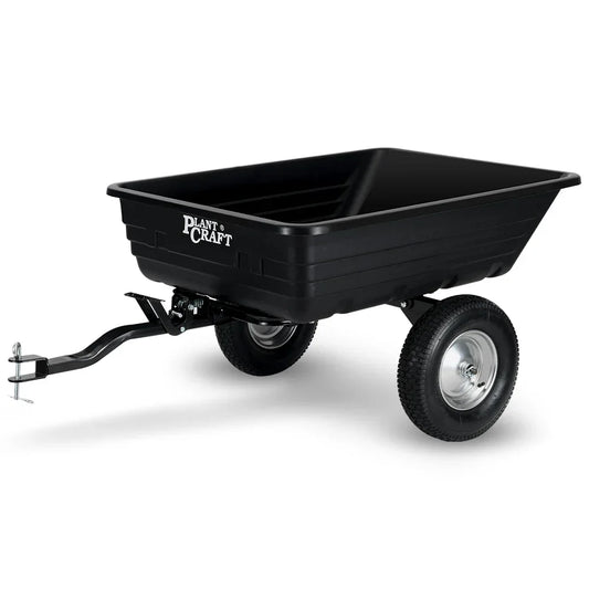 PlantCraft Poly Dump Cart, 272kg Load Heavy Duty Tipper Trailer, 16-inch Tyres, for Ride-on Lawn Mower Tractor, ATV, Quad Bike - Mekamart Australia