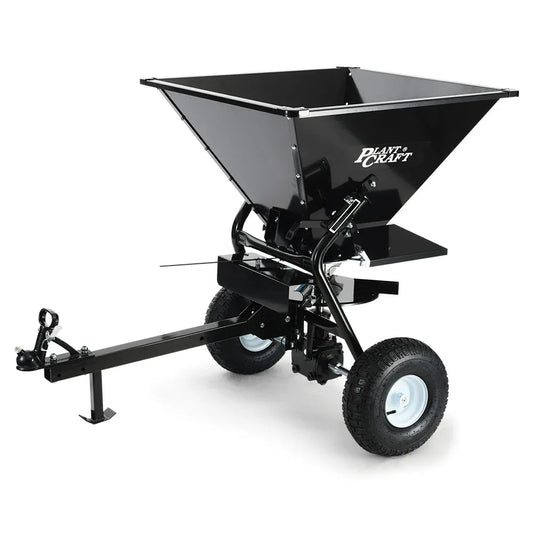 PlantCraft 160L Tow Behind Broadcast Seed and Fertiliser Spreader, 158kg Load, Heavy Duty - Mekamart Australia