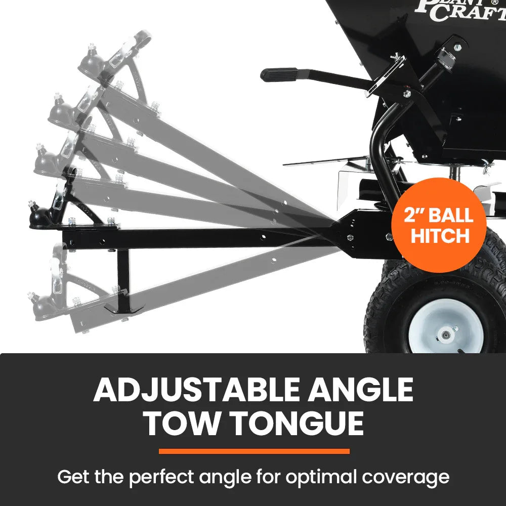 PlantCraft 160L Tow Behind Broadcast Seed and Fertiliser Spreader, 158kg Load, Heavy Duty - Mekamart Australia