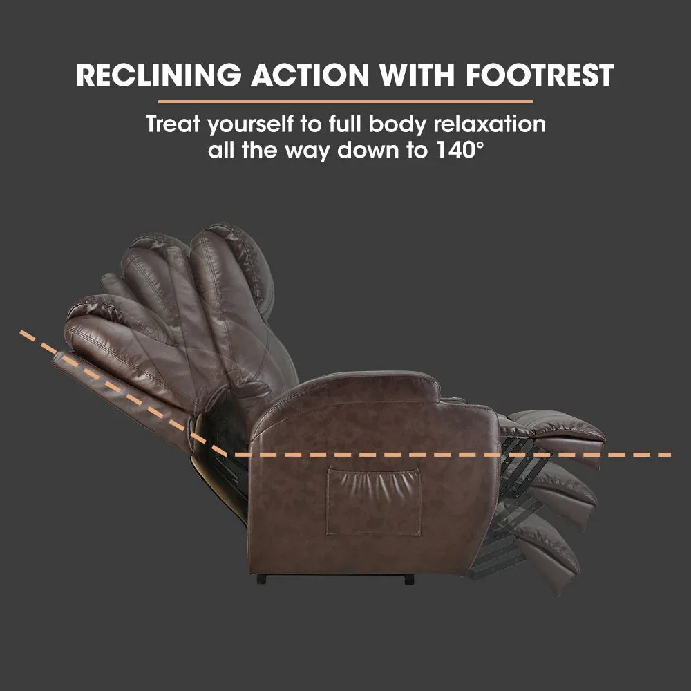 FORTIA Electric Massage Lift Recliner Chair Faux Leather 8 Point Massage Heating, Dark Crimson - Mekamart Australia