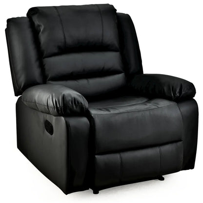 FORTIA Luxury Recliner Lounge Chair, Single Faux Leather Armchair, for Home Theatre Cinema, Elderly, Black - Mekamart Australia