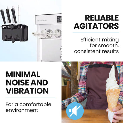 POLYCOOL Benchtop Soft Serve Ice Cream Machine, 3 Flavours, 2+Twist, Frozen Yoghurt, Acai Maker, Twin Cylinder, Counter Top Design, 15A Plug