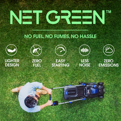 POWERBLADE 350CX 20V 13" Cordless Lawn Mower Kit, Fast Charger, 4Ah Battery, 5 Height, Brushless Electric, 330mm Cutting Path