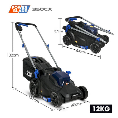 POWERBLADE 350CX 20V 13" Cordless Lawn Mower Kit, Fast Charger, 4Ah Battery, 5 Height, Brushless Electric, 330mm Cutting Path