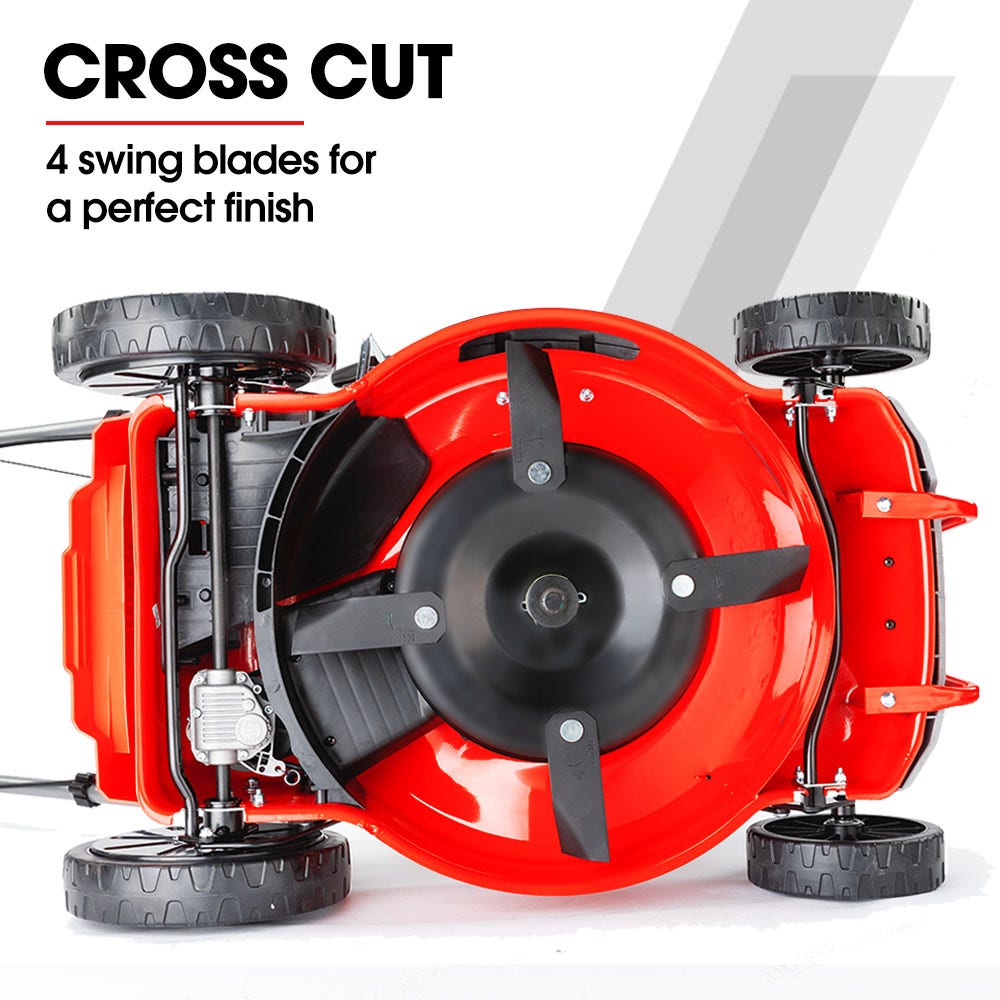 BAUMR-AG 18" 150cc Lawn Mower, 8 Heights, Steel Deck, Cup Holders, 4-Stroke Petrol Lawnmower - 730EX