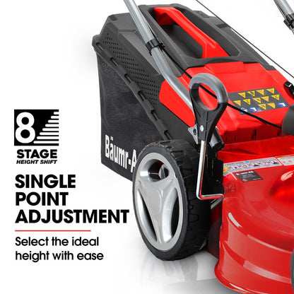 BAUMR-AG 18" 150cc Lawn Mower, 8 Heights, Steel Deck, Cup Holders, 4-Stroke Petrol Lawnmower - 730EX