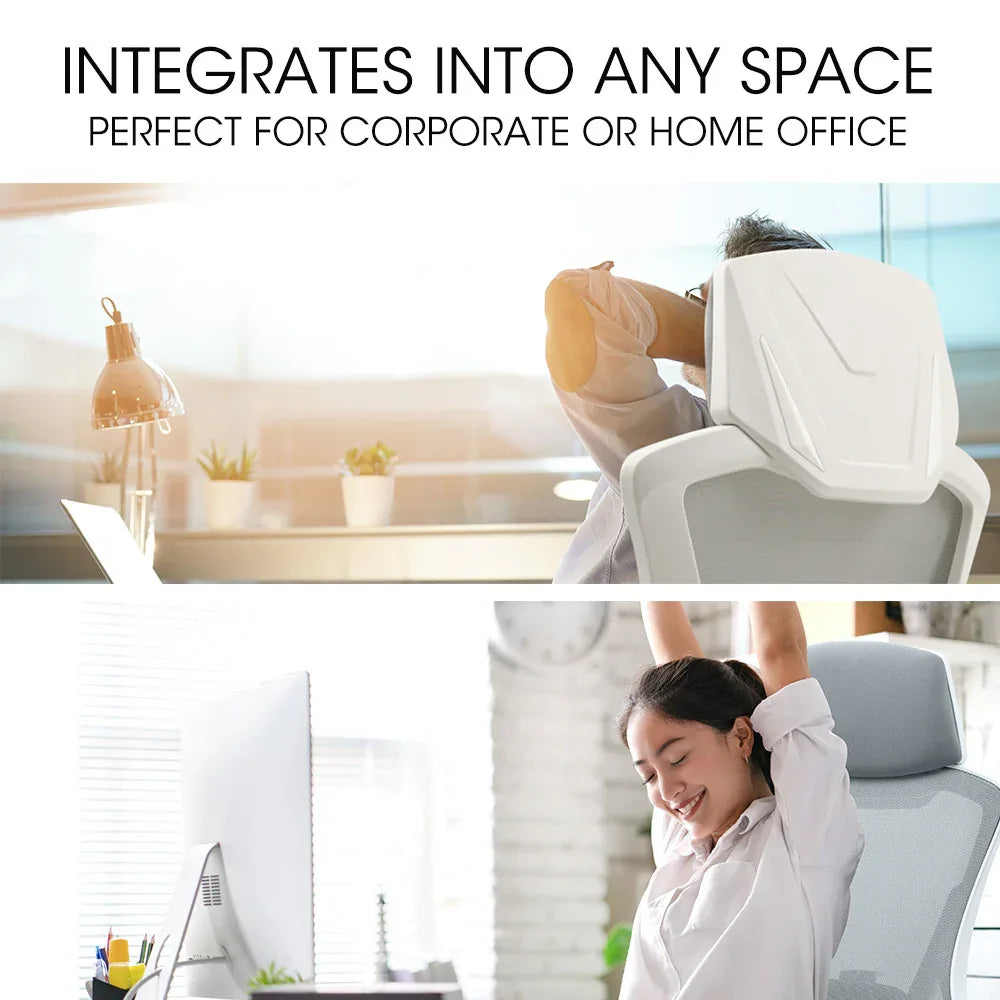 FORTIA Ergonomic Mesh Office Chair Computer Seat with Headrest Adjustable Recline, White/Grey