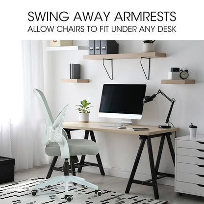 Fortia Ergonomic Office Desk Chair, Coolmesh Fabric, Adjustable Recline, Grey Mesh/White Frame