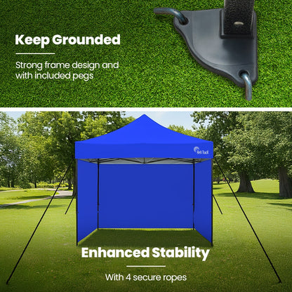 RED TRACK 3x3m Premium Pop Up Gazebo Marquee, Patented Steel Cable Canopy Support System, Wheeled Carry Bag, Side Walls, UV Block, Reinforced Frame, Blue