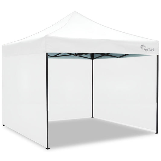 RED TRACK 3x3m Premium Pop Up Gazebo Marquee, Patented Steel Cable Canopy Support System, Wheeled Carry Bag, Side Walls, UV Block, Reinforced Frame, White
