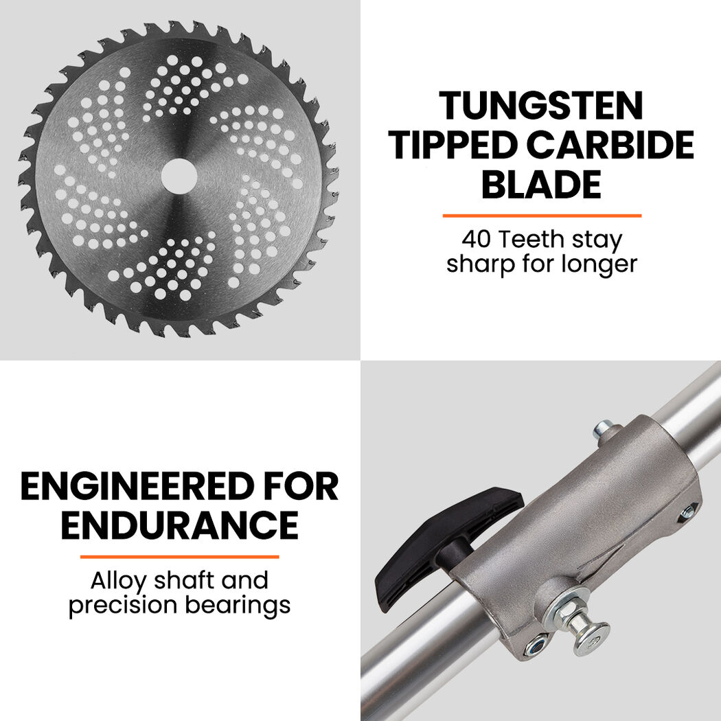 MTM 62cc 7in1 Brush Cutter Garden Multi-Tool , Pole Hedge & Line Trimmer, Bullhorn Handle, 12" Tree Trimming Pruning