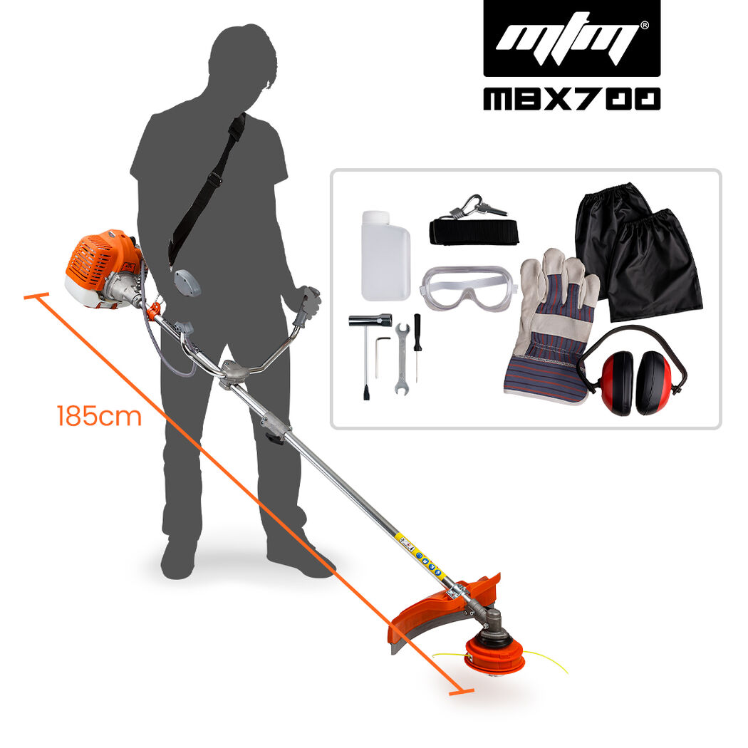 MTM 62cc 7in1 Brush Cutter Garden Multi-Tool , Pole Hedge & Line Trimmer, Bullhorn Handle, 12" Tree Trimming Pruning