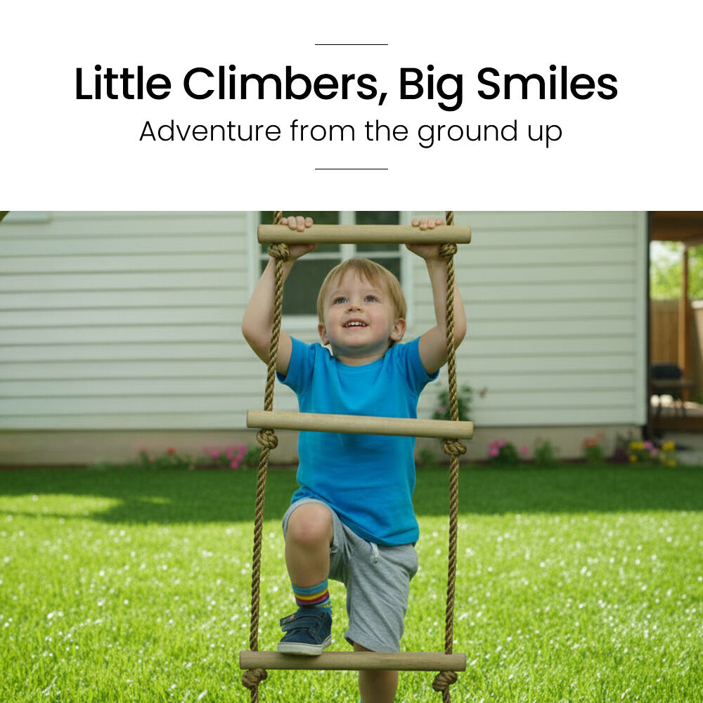 ROVO KIDS Ultimate Outdoor Monkey Bars Playset Frame, with Climbing Wall, Disc Swing, Rope Ladder