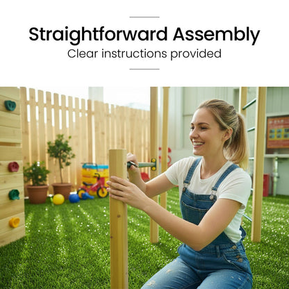 ROVO KIDS Ultimate Outdoor Monkey Bars Playset Frame, with Climbing Wall, Disc Swing, Rope Ladder