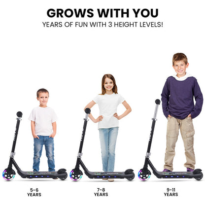 ROVO KIDS WhizKid Electric Scooter, Ages 5-11, Adjustable Height, AU Compliant, Lithium Battery, Brushless Motor, Black
