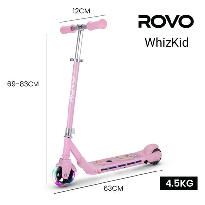 ROVO KIDS WhizKid Electric Scooter, Ages 5-11, Adjustable Height, AU Compliant, Lithium Battery, Brushless Motor, Pink