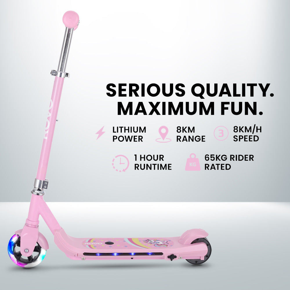 ROVO KIDS WhizKid Electric Scooter, Ages 5-11, Adjustable Height, AU Compliant, Lithium Battery, Brushless Motor, Pink