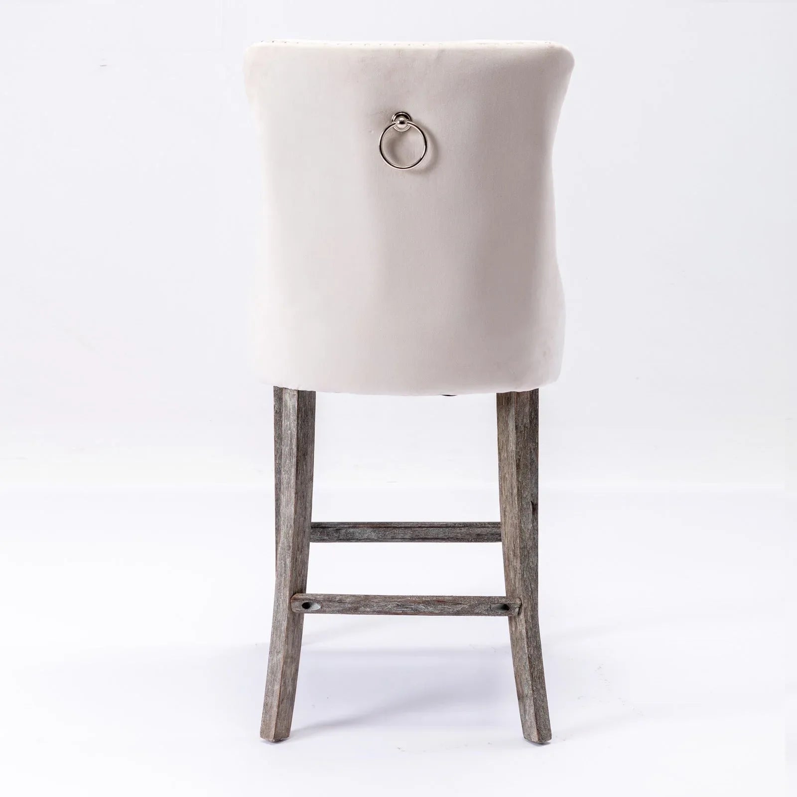 6X Velvet Bar Stools with Studs Trim Wooden Legs Tufted Dining Chairs Kitchen - Mekamart Australia