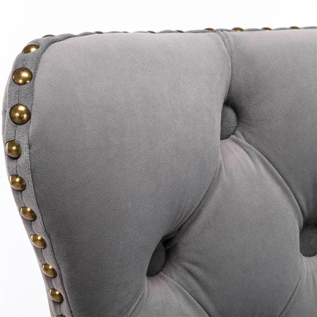 2x Height Adjustable Swivel Bar Stool Velvet Nailhead Barstool with Footrest - Mekamart Australia