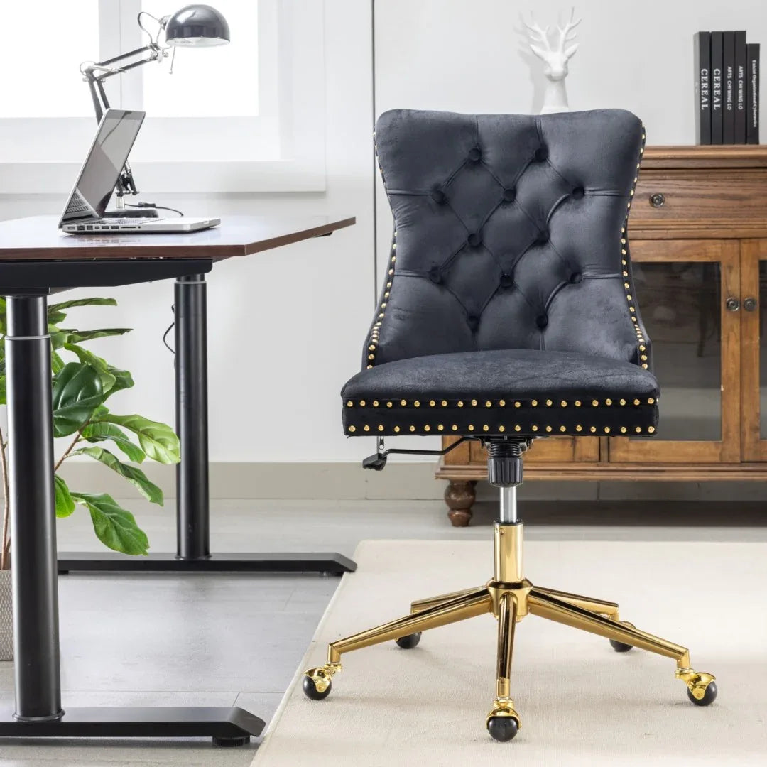 Velvet Home Office Chair- Black - Mekamart Australia